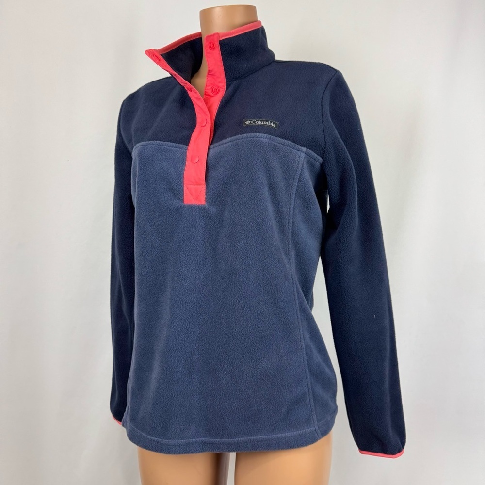 Columbia Women’s M Blue 1/4 Snap Soft Fleece Pullover Jacket Sweater Outdoorsy